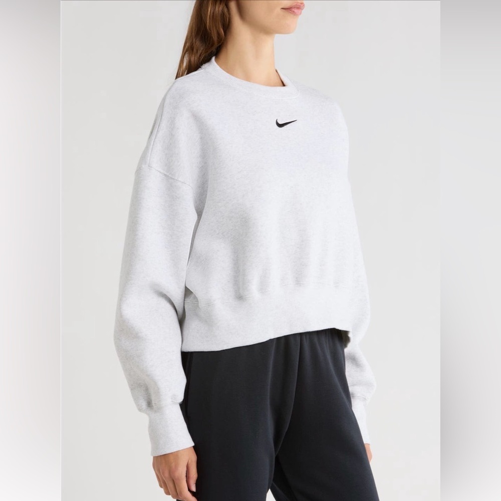 NIKE NEW Phoenix Fleece Crewneck sweatshirt size Small Birch Heather Color - Picture 3 of 8